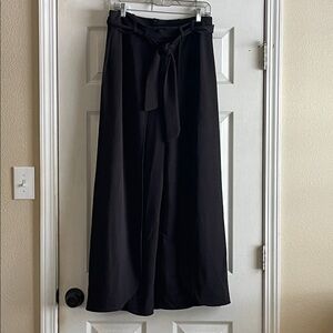 Addison Evenings Size Large Black Tie Waist Wide Leg Split Leg Lined Pants